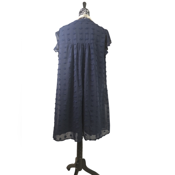 Womens Plus Navy Blue Dress With Rosette Detail, Multiple Sizes, NEW - Picture 3 of 3